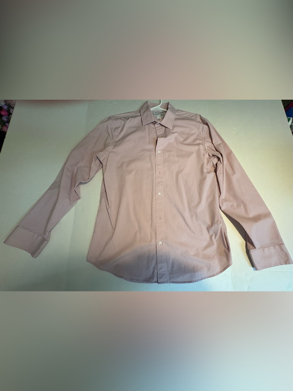Old Navy Men's Light Pink Micro-Check Dress Shirt